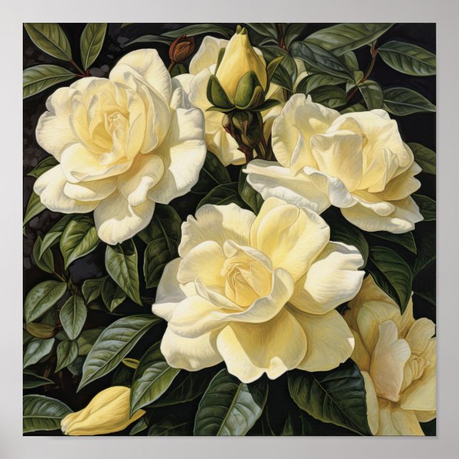 Yellow Gardenia Blume Art Print Poster (Vorne)