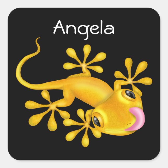 Yellow Gecko Lizard Square Sticker (Vorderseite)