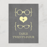 Yellow Geeky Glasses Chalkboard Table Postcard