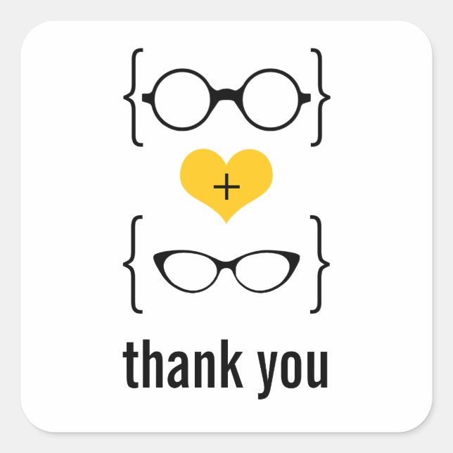 Yellow Geeky Glasses Dankeschön an Stickers (Vorderseite)