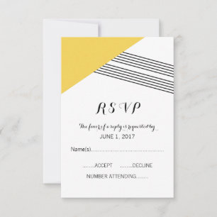 Yellow Geometric Strip Response Card RSVP Karte