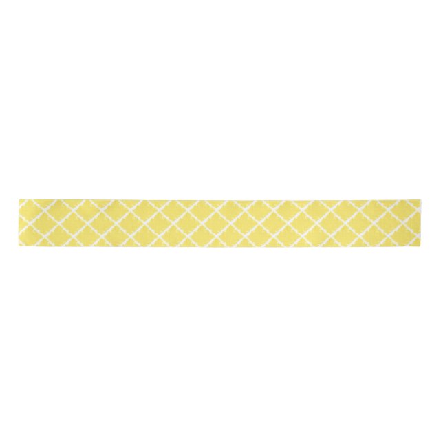 Yellow Geometrical Shape Check Pattern Satinband (Vorderseite)