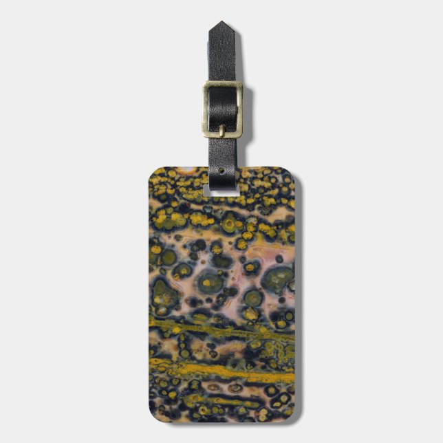Yellow gepunktet Ocean Jasper Gepäckanhänger (Vorderseite vertikal)