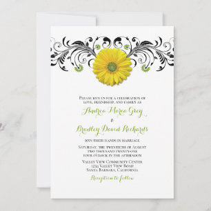 Yellow Gerber Daisy Floral Wedding Einladung