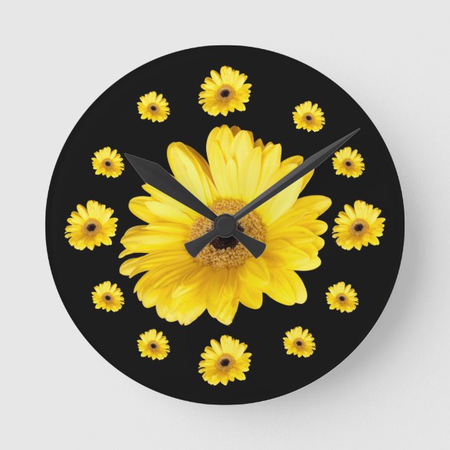 Yellow Gerber Daisy Fotografs Runde Wanduhr (Vorderseite)