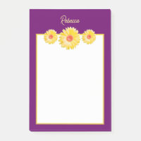 Yellow Gerbera Daisies auf Lila Personalisierten