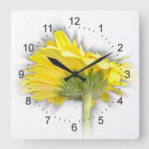 yellow gerbera daisy quadratische wanduhr