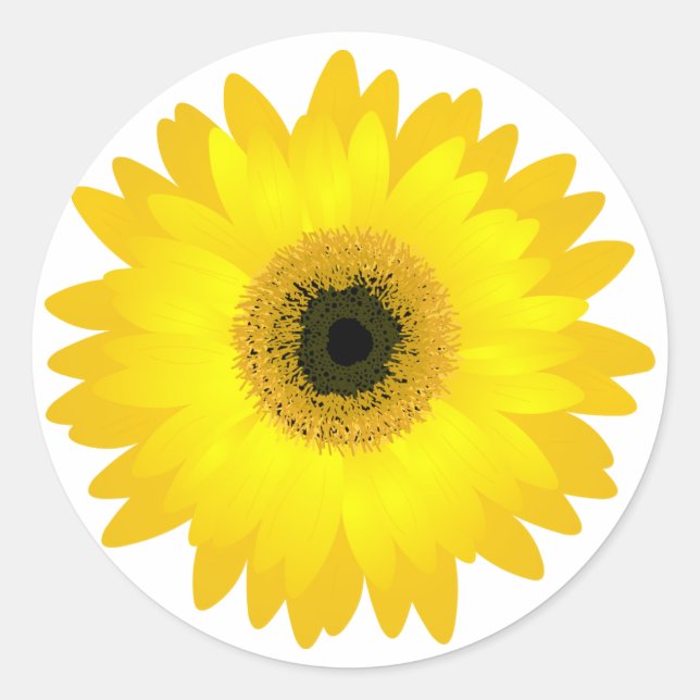 Yellow Gerbera Daisy Runder Aufkleber (Vorderseite)