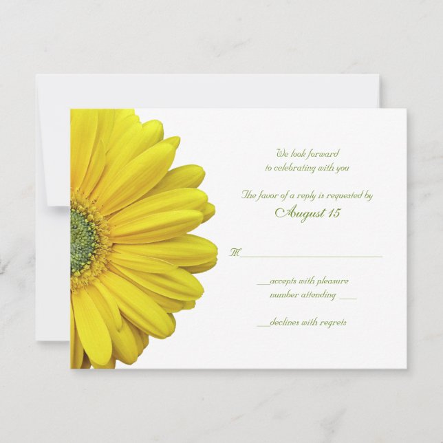 Yellow Gerbera Daisy Wedding Repair Card RSVP Karte (Vorderseite)