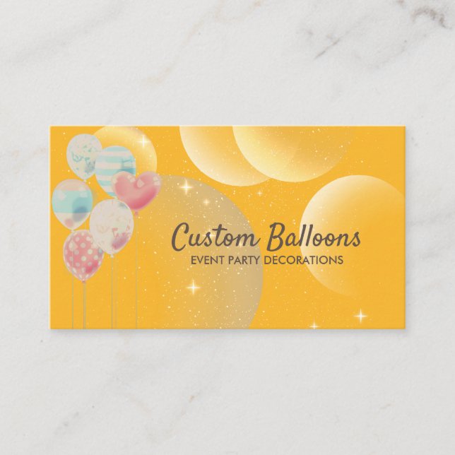 Yellow Gift Shop Balloons Visitenkarte (Vorderseite)