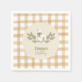 Yellow Gingham Albern Goose Birthday Party Serviette