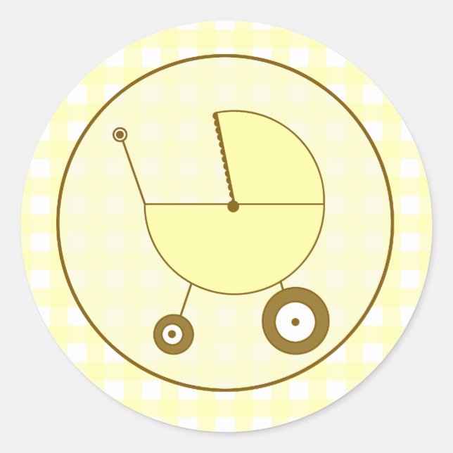 Yellow Gingham Baby Carriage Sticker (Vorderseite)