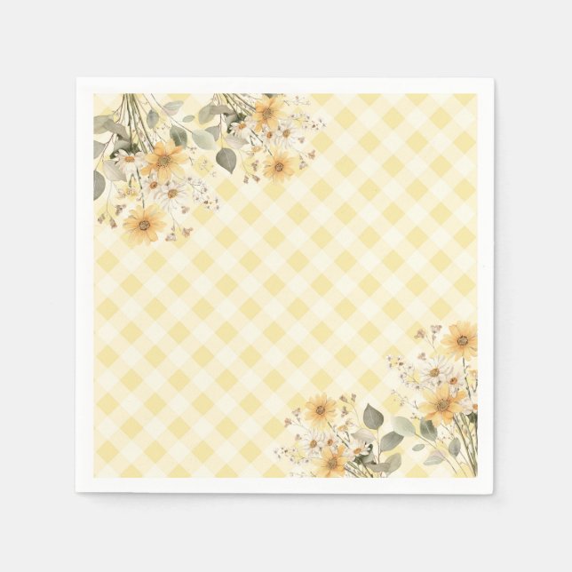 Yellow Gingham Baby Dusche Serviette (Vorderseite)