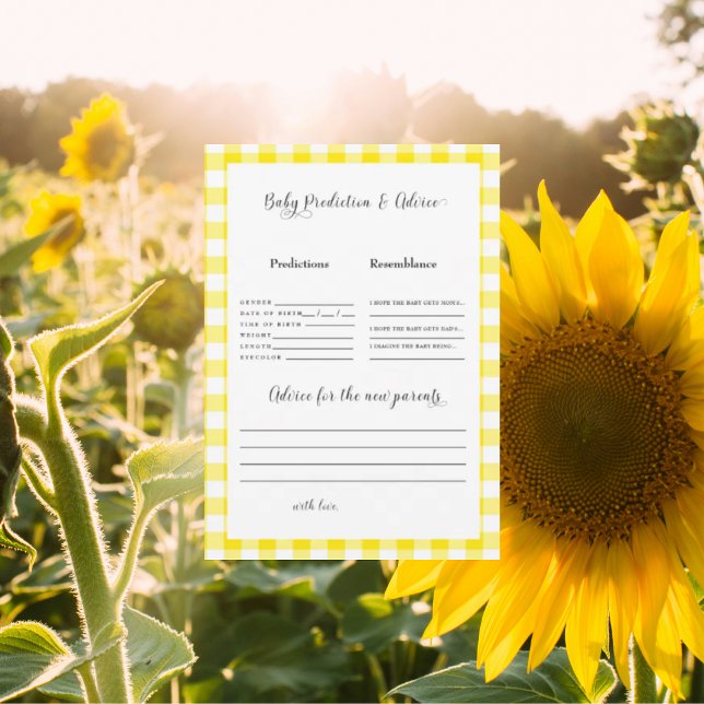 Yellow Gingham Baby Predictions II Einladung (Von Creator hochgeladen)