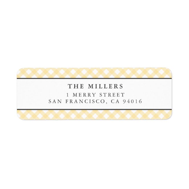 Yellow Gingham Birth Announcement Address Labels (Vorne)