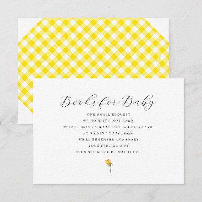 Yellow Gingham Books for Baby Shooting RSVP Karte (Vorne/Hinten)