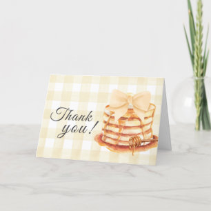 Yellow Gingham Bow Pancake Brunch Babydusche Dankeskarte