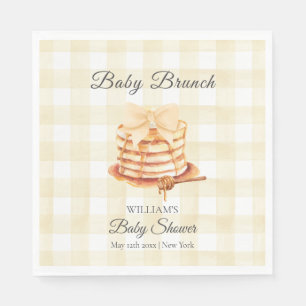 Yellow Gingham Bow Pancake Brunch Babydusche Serviette