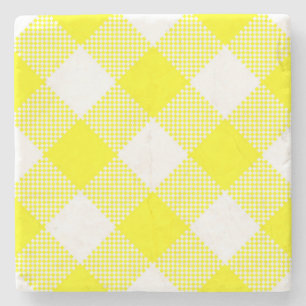 Yellow Gingham Checked Square Untersetzer