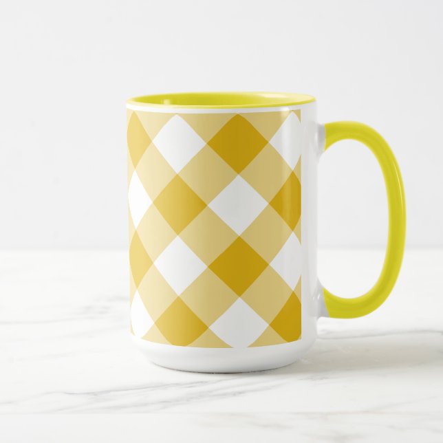 Yellow Gingham Gift Tasse (Rechts)