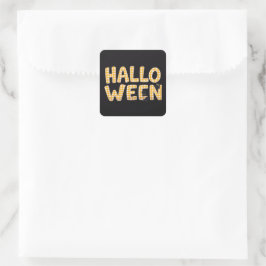 Yellow Gingham Halloween Cat Quadratischer Aufkleber