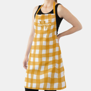 Yellow Gingham Name & Initial Schürze