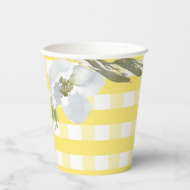 Yellow Gingham Party Tableware Wasserfarbe Blume Pappbecher
