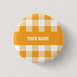Yellow Gingham Pattern Button