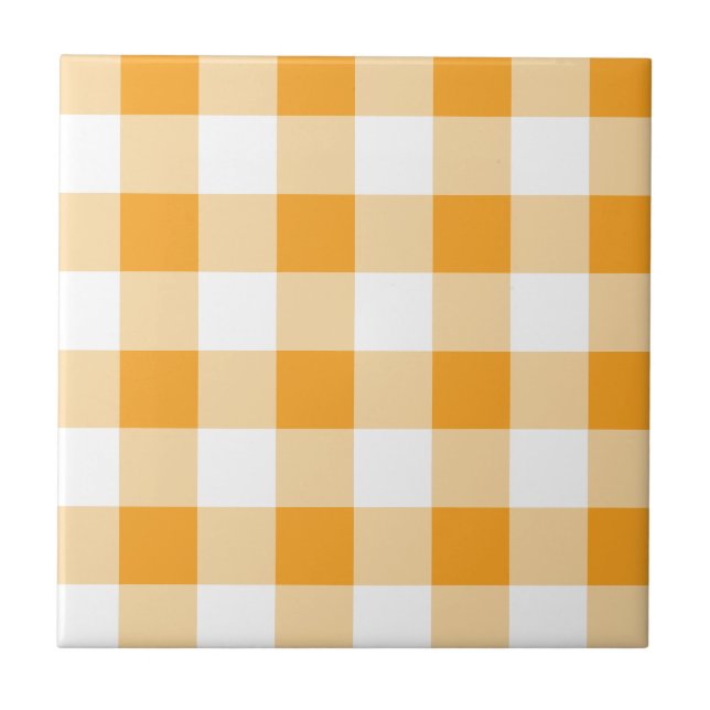 Yellow Gingham Pattern Fliese (Vorderseite)