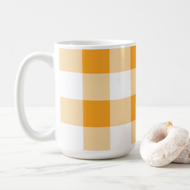 Yellow Gingham Pattern Kaffeetasse (Mit Donut)
