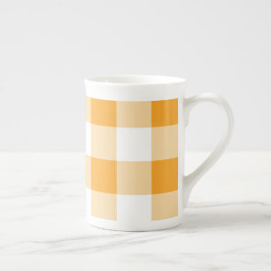 Yellow Gingham Pattern Prozellantasse