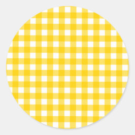 Yellow Gingham Pattern Runder Aufkleber