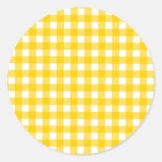 Yellow Gingham Pattern Runder Aufkleber