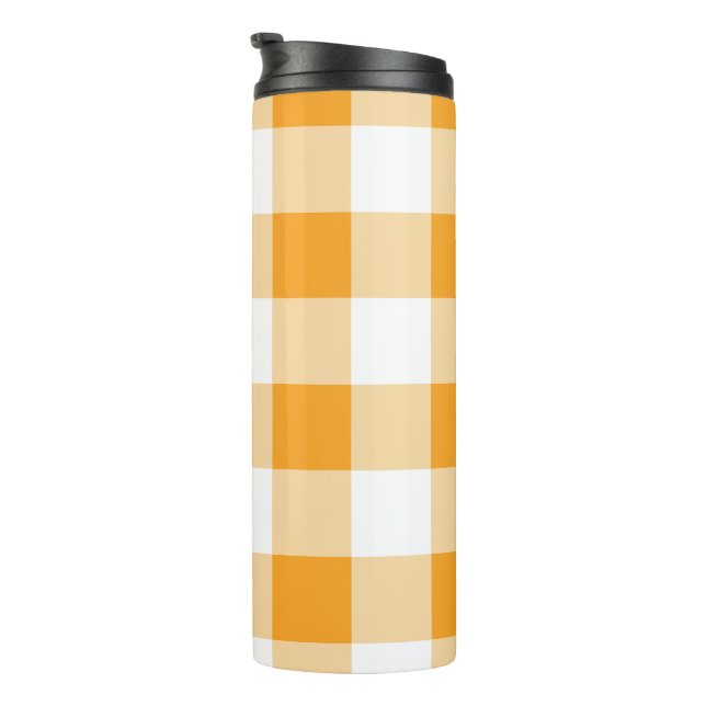 Yellow Gingham Pattern Thermosbecher (Nach rechts gedreht)