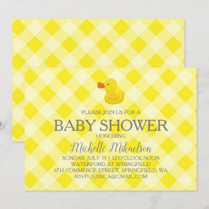 Yellow Gingham Rubber Duckie Baby Duckie Einladung