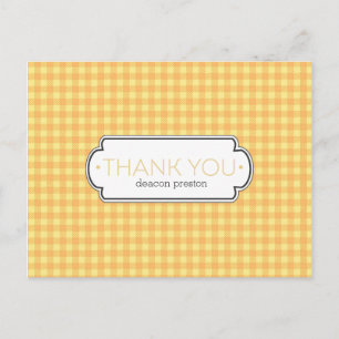 Yellow Gingham und Label Vielen Dank Postkarten