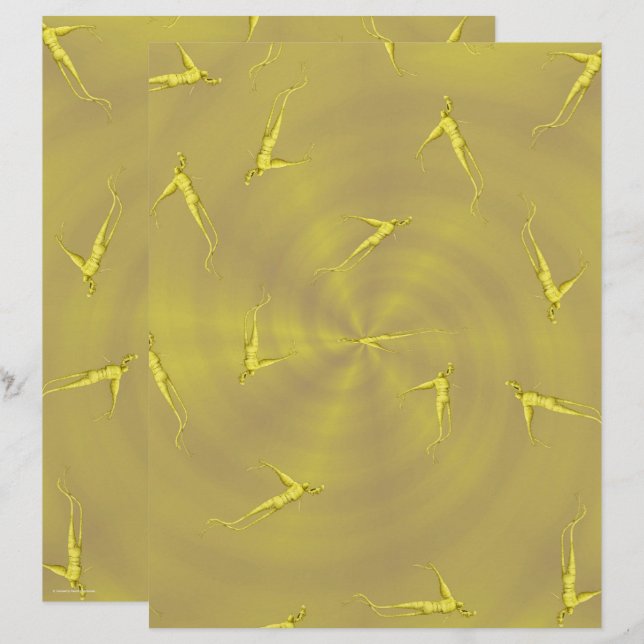 Yellow Ginseng Man Scrapbook Paper 2-Sided Page (Vorne/Hinten)