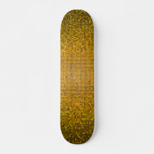 Yellow Glitzer Sequin Disco Old School Skateboard