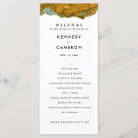 Yellow Gold & Aqua Marble Wedding Program