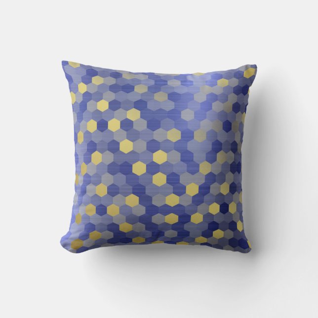 Yellow Gold Cobalt Sapphire Blue Hexagon VIP Kissen (Vorderseite)