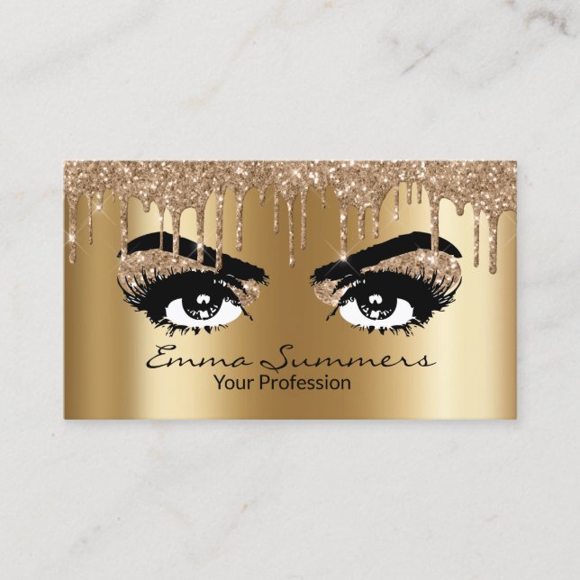 Yellow Gold Eyebrow Eyelash Glitzer Makeup Visitenkarte (Vorderseite)