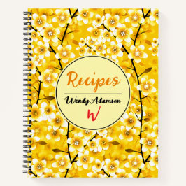 Yellow Gold Fall Book für Familienrezepte | Floral Notizbuch
