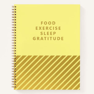 Yellow Gold Foil Stripes Modernes Dankesblatt Notizbuch