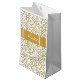 Yellow Gold Geometric White Monogram Name Kleine Geschenktüte