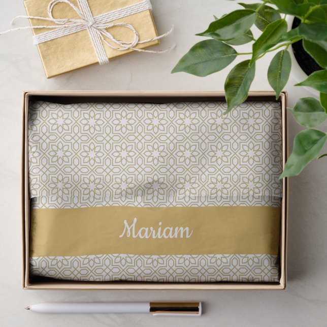 Yellow Gold Geometric White Seidenpapier (Geschenk)