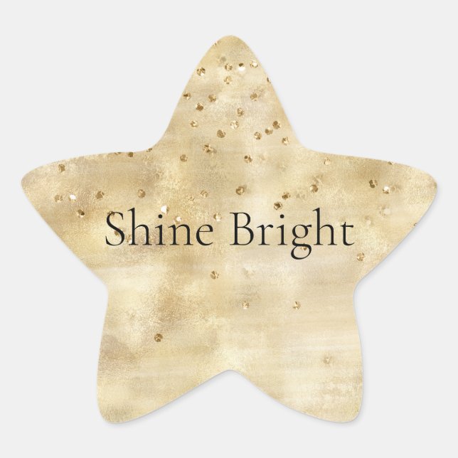 Yellow Gold Glitzy Confetti Sparkle Stern-Aufkleber (Vorderseite)