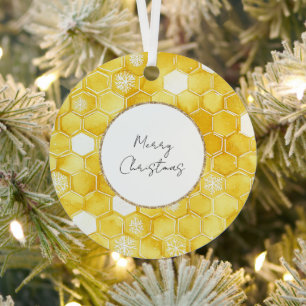 Yellow Gold Honeycombs Weihnachten Ornament Aus Metall