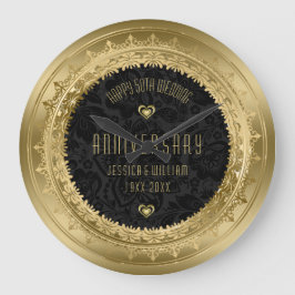 Yellow Gold Lace Rahmen 25. Hochzeitstag Große Wanduhr