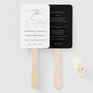 Yellow Gold Modern Calligraphy Wedding Program Fächer