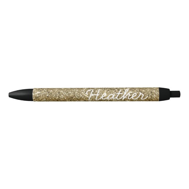 Yellow Gold Personalisiert Name Glitzer Kugelschreiber (Vorderseite)